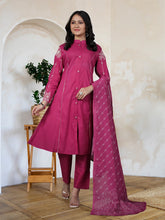 Rani Pink Embroidered Mul Cotton Kurta Set with Mul Cotton Dupatta | Full Sleeve Traditional Wear